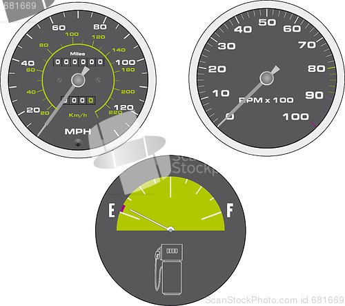 Image of Illustration of tachometer and speedometer