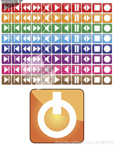 Image of  different color set media buttons