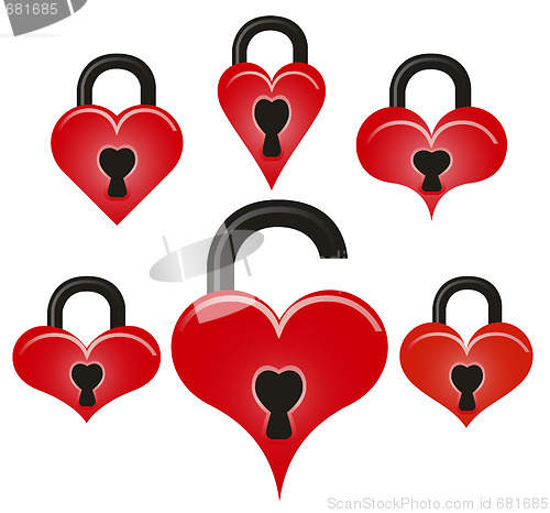 Image of Lock and unlock red hearts