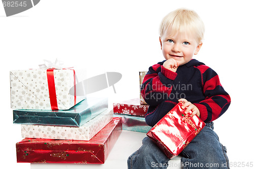 Image of Boy with christmas gift