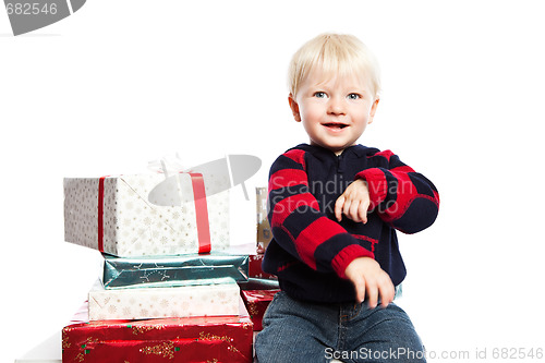 Image of Boy with christmas gift