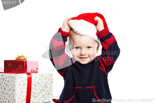 Image of Boy with christmas gift