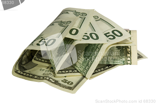 Image of 50 dollars isolated on white background with clipping path