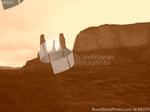 Image of Three Sisters in Monument Valley, Arizona, U.S.A.