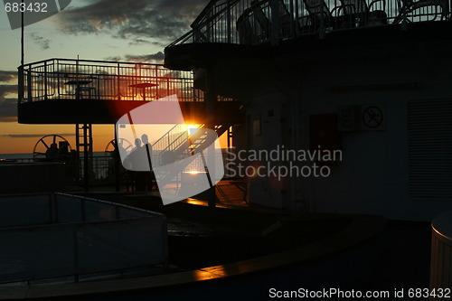 Image of sun set on a cruise ship