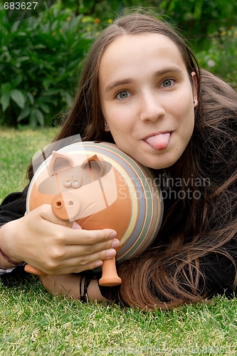 Image of Girl with Piggy