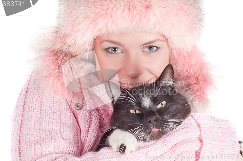 Image of Woman with cat