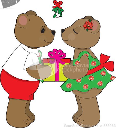 Image of Kissing Bears Mistletoe