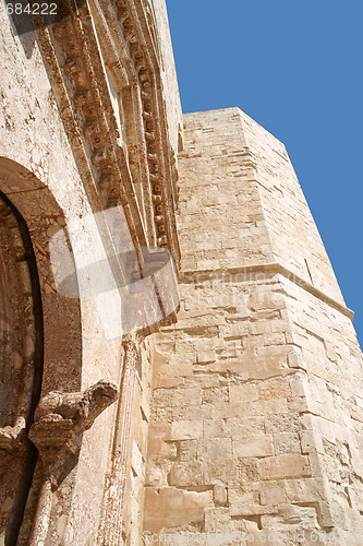 Image of Castel del Monte, detail of the entrance. Apulia