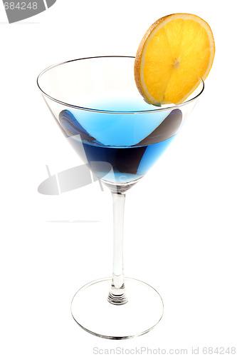 Image of Blue cocktail with orange slice