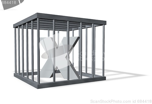 Image of big X in a cage