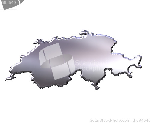 Image of Switzerland 3D Silver Map