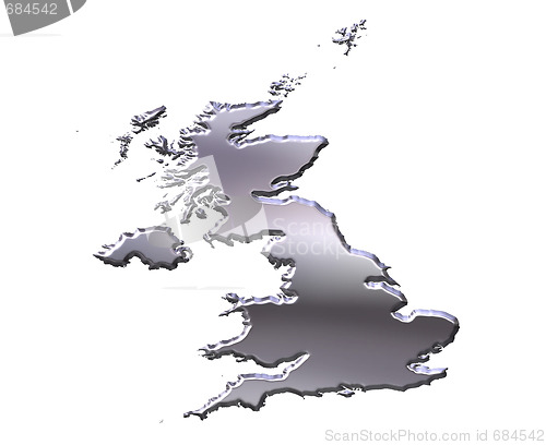 Image of Great Britain 3D Silver Map
