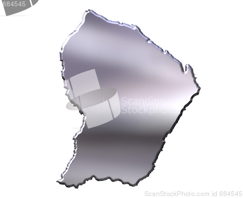 Image of French Guiana 3D Silver Map