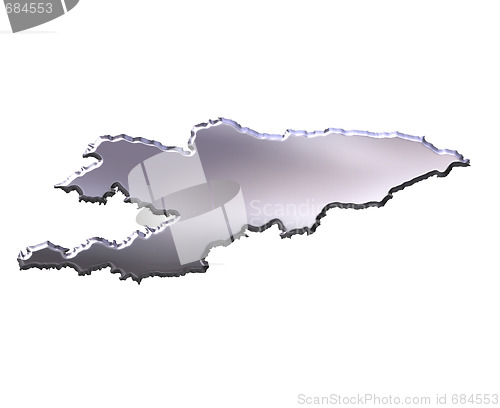 Image of Kyrgyzstan 3D Silver Map