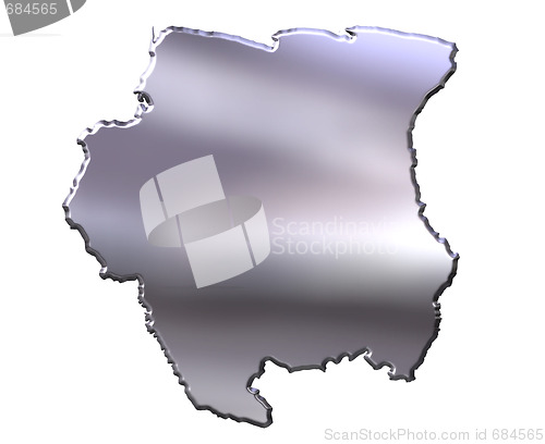 Image of Suriname 3D Silver Map
