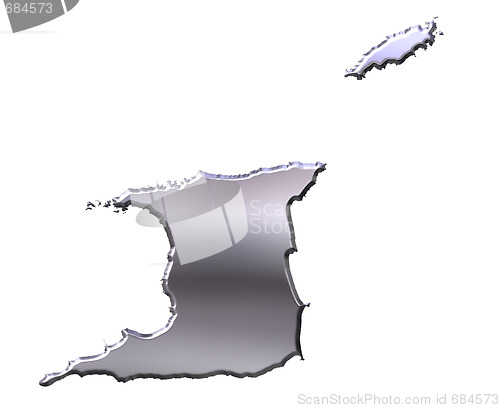 Image of Trinidad and Tobago 3D Silver Map
