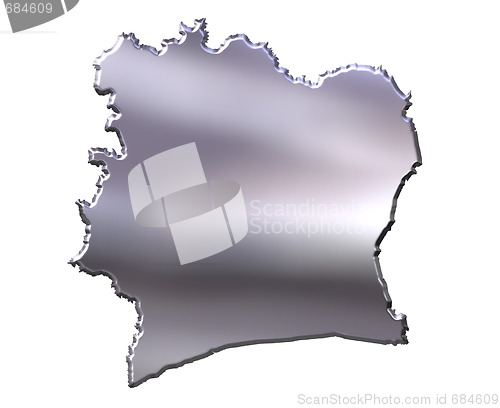 Image of Ivory Coast 3D Silver Map