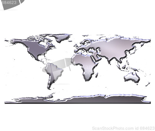 Image of 3D Silver World Map