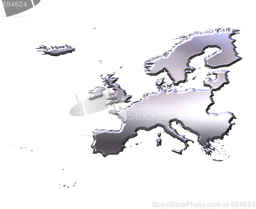 Image of Europe 3d Silver Map