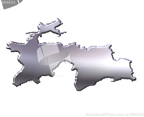 Image of Tajikistan 3D Silver Map