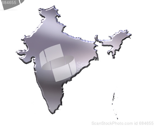 Image of India 3D Silver Map