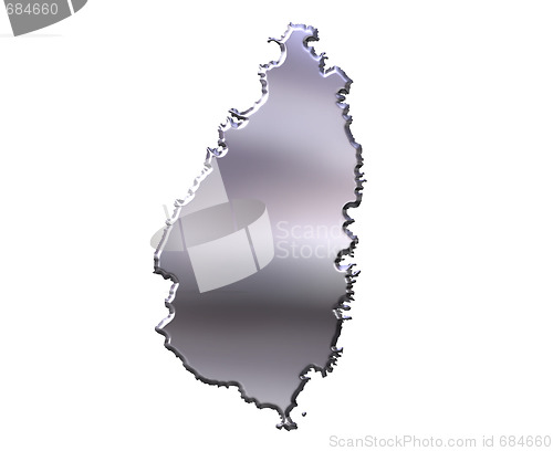 Image of Saint Lucia 3D Silver Map
