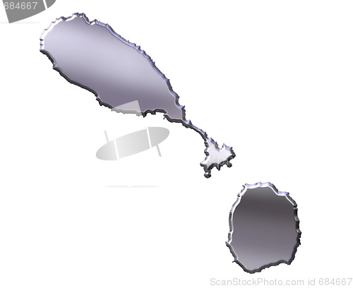 Image of Saint Kitts and Nevis 3D Silver Map