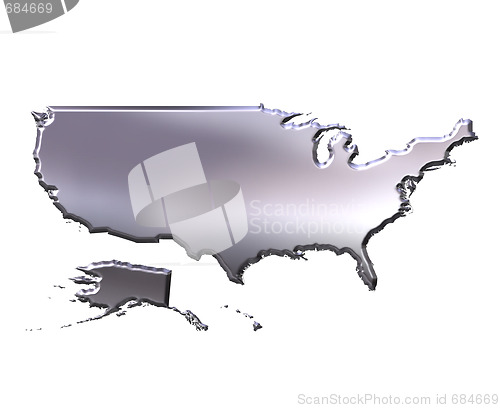 Image of USA 3D Silver Map