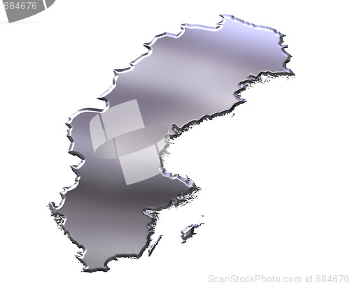 Image of Sweden 3D Silver Map