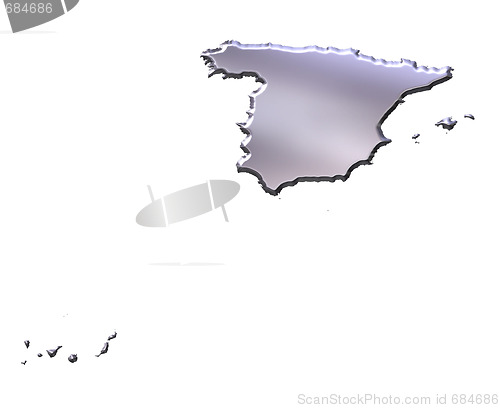 Image of Spain 3D Silver Map
