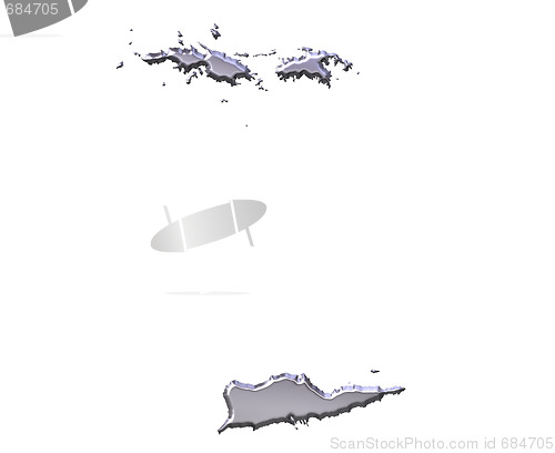 Image of Virgin Islands 3D Silver Map