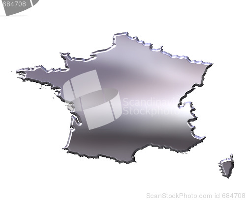 Image of France 3D Silver Map