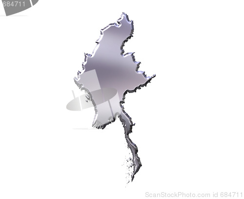 Image of Myanmar 3D Silver Map