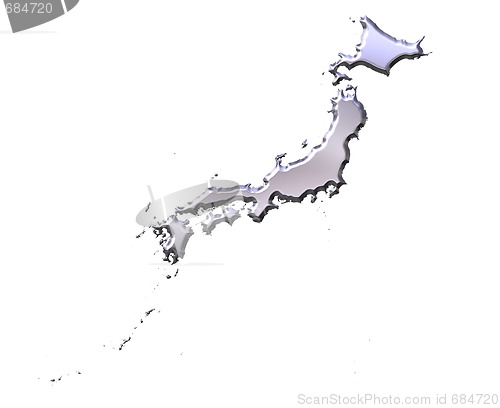 Image of Japan 3D Silver Map