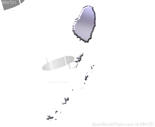 Image of Saint Vincent and the Grenadines 3D Silver Map