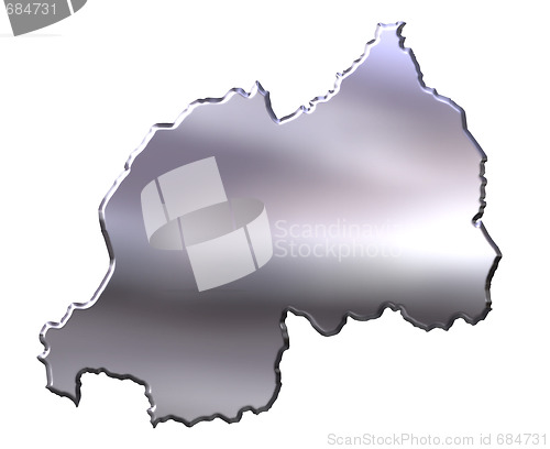 Image of Rwanda 3D Silver Map