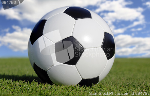 Image of   soccer ball on grass