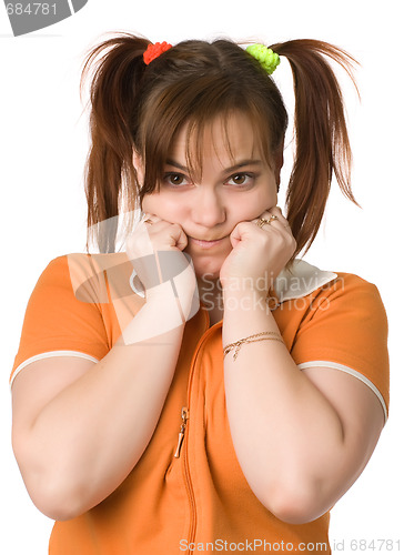 Image of Adult girl with a two pony-tail  