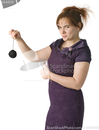 Image of Beautiful woman with ball