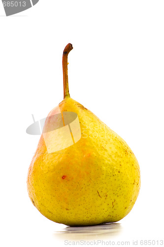Image of One yellow pear isolated on white