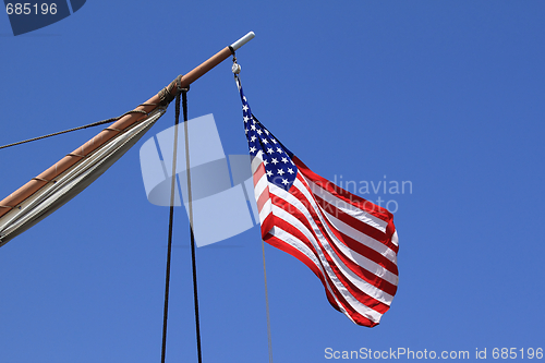 Image of USA flag sail ship