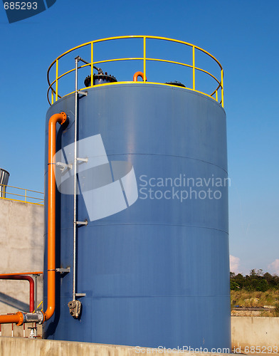 Image of Blue oil storage tank