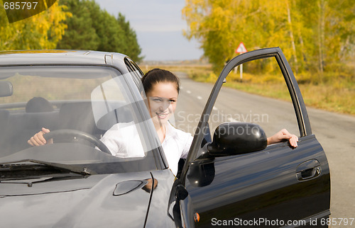 Image of woman in car