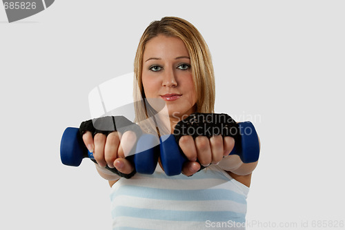 Image of Woman with hand weights