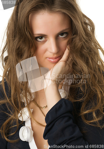 Image of beautiful girl with curlings hairs