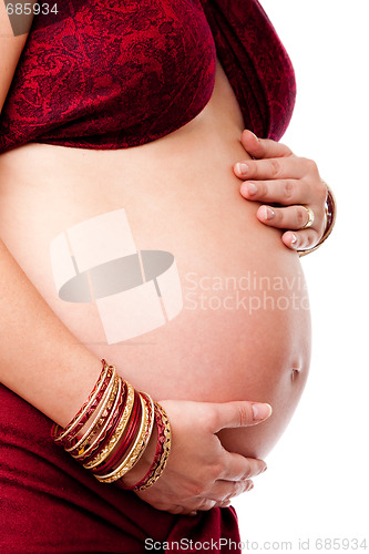 Image of Pregnant woman holding belly