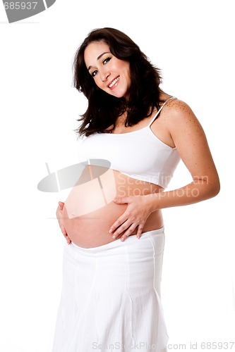 Image of Pregnant woman holding belly