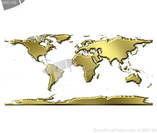 Image of 3D Golden World Map