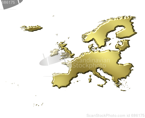 Image of Europe 3d Golden Map